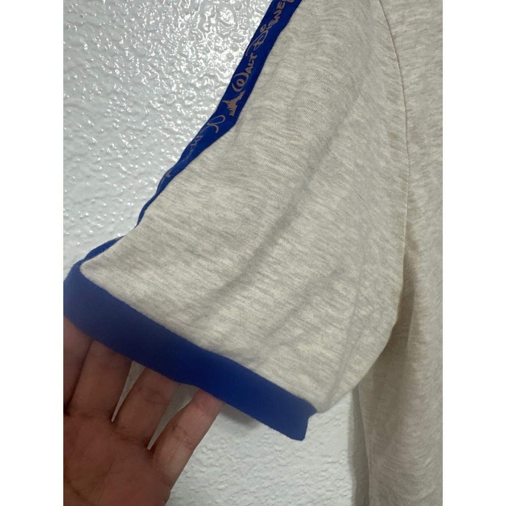 Disney World 50th Anniversary Ringer T-Shirt Oatmeal Blue Tape Sleeve Size L - Picture 2 of 6